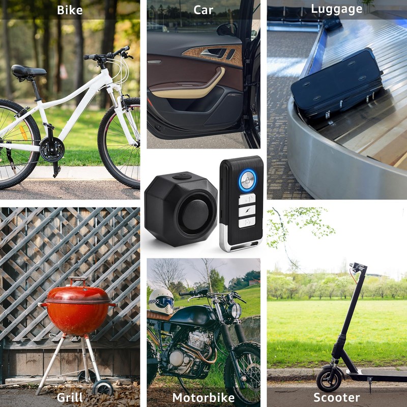 NineLeaf Bike Alarm USB Rechargeable with Mount, Bike Alarm with