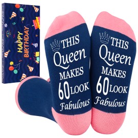 Belloxis 60th Birthday Gifts for Women Grip Socks 60th Birthday Gifts for Her Gifts for Mum Gifts for 60 Year Old Woman Cosy Socks Cotton Socks