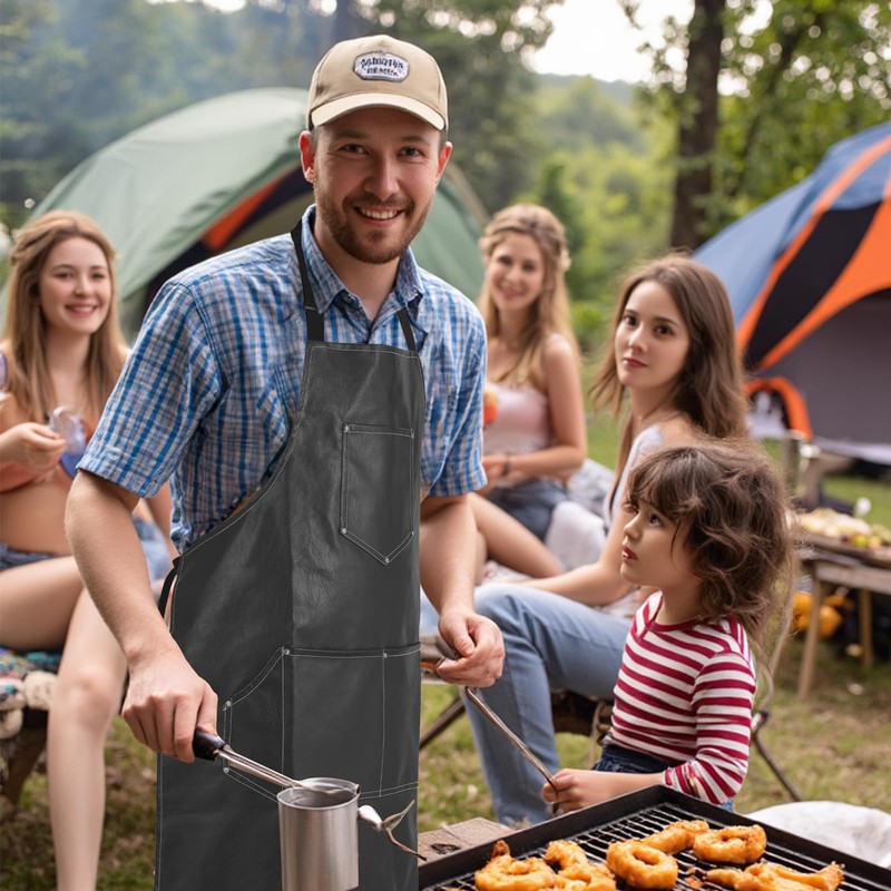 TTSTOIEE Grembiule da Barbecue, Grembiule impermeabile with 5 pockets, machine
