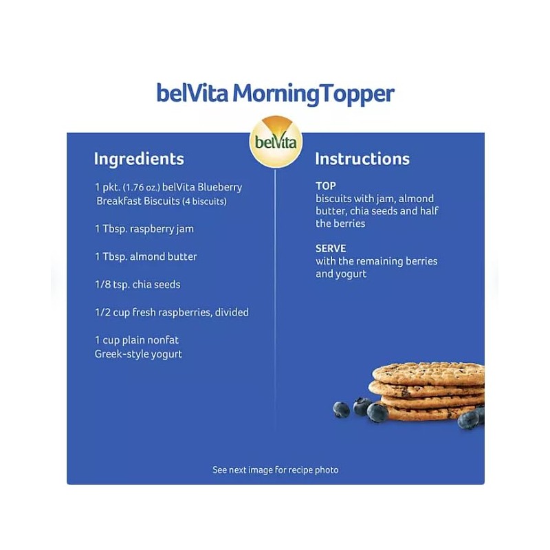 belVita Crunchy Blueberry Breakfast Biscuits 25 Packs, 4 Biscuits Per