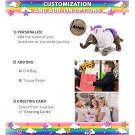 DolliBu Wild Elephant Unicorn Plush Stuffed Animal Toy - Super Soft Elephantcorn Dress Up with Removable Plush Unicorn Outfit, Cute Fantasy Wildlife Gift - 12 Inches