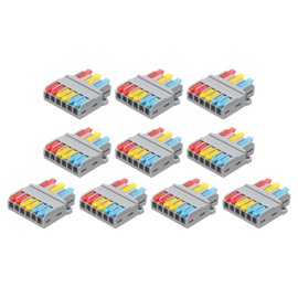 MECCANIXITY 10pcs Din Rail Press Quick Terminal Blocks DIY Splicing Wire Connectors (3 in 6 Out) 35A Terminal Blocks for Wiring Cable Circuit Inline 28-12AWG