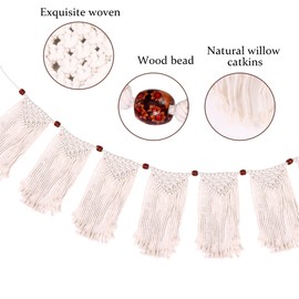 TYSM-CC Boho Wall Hanging, Tapestry, Chic Tapestry, Fringe Garland, Handmade Bohemian Wall Decoration, for Living Room, Bedroom, Room Decoration, Wedding Party, 25 cm (W) x 110 cm (L)