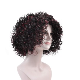 Tirrinia Synthetic Kinky Curly Half Wig Short Afro Wigs Heat Resistant Daily Wig