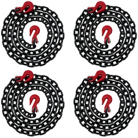 4PK - Falcon Cargo 3/8" X 10' Grade 80 Transport Binder Chain - 7,100 LBS WLL - Clevis Grab Hook, Tie-Down, Towing