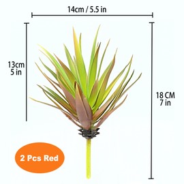 2 PCS Artificial Agave Succulents Plants Real Touch Lifelike Succulants Plants Faux Greenery Garden DIY Home Office Decoration Ornament