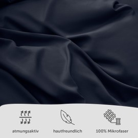 Blumtal Bed Linen 135 x 200 cm + 50 x 80 cm Pillowcase - Oeko-Tex Certified Microfibre Bed Linen Set - Microfibre Duvet Cover up to 95 °C - Duvet Cover + Pillowcase 2-Piece - Duvet Cover Dark Ocean