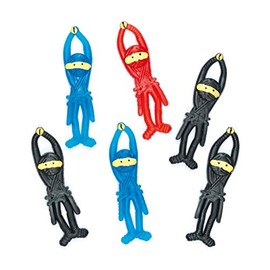 Baker Ross P5582 Stretchy Flying Ninjas-Pack of 6, Bulk Pack Novelty Kids, Perfect Parties, Pocket Money Toys or Prize Bag Filler, Assorted