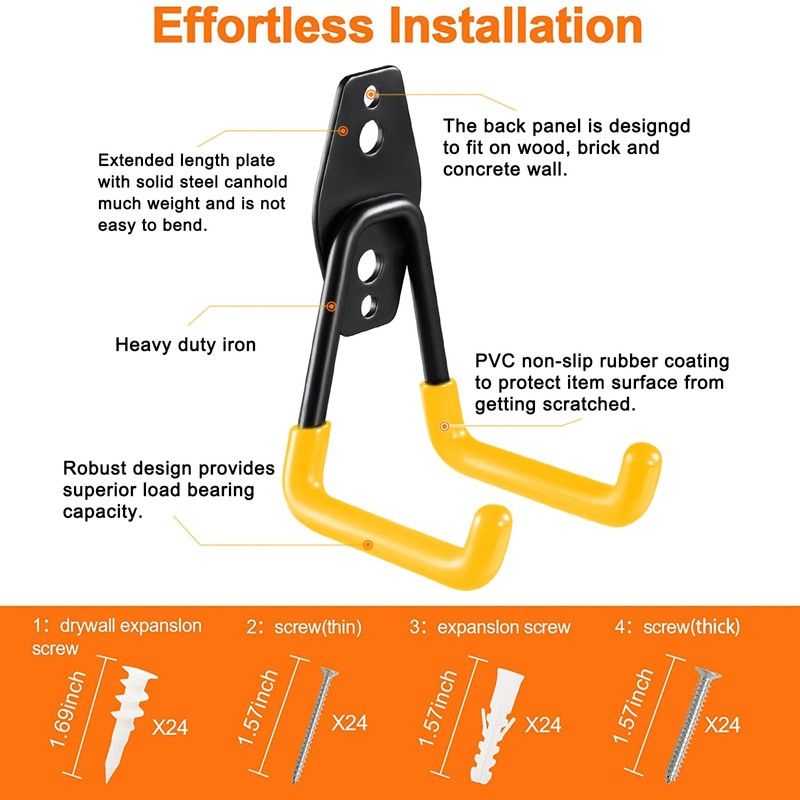 HUPBIPY 12 Pack Garage Hooks Heavy Duty Utility Steel with