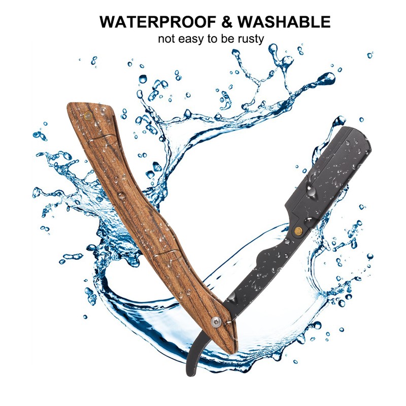 Straight Razor with Wooden Handle Shaving Razor Knife for Beard