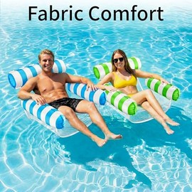 2 Pack Pool Floats for Adults, 4-in-1 Inflatable Pool Hammock Float with Cooling Mesh Seat, Portable Water Hammock Floating Chair Lounge for Pool, Beach, Lake, Hot Tub & Summer Pool Party