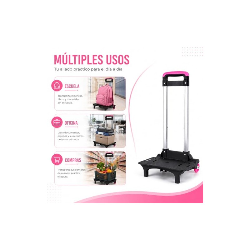Carrito para Mochila Escolar Plegable con 2 Ruedas
