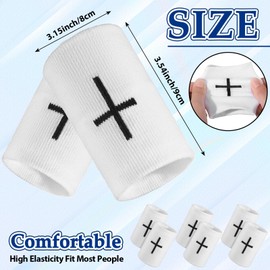 Viorawhite 6 Pair Faith Cross Sports Wristbands for Men Women Christian Faith Baseball Sweatbands Faith Cross Football Wristbands Football Accessories Drip for Sports Basketball Tennis Gym(White)