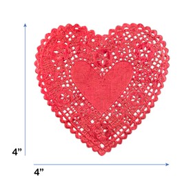 Hygloss Products Heart Foil Paper Doilies - Decorative, Multi-Pack (4" - 24 Pack, Red)