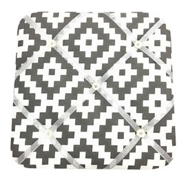 Bacati Love Unisex Fabric Memory/Memo Photo Bulletin Board, Silver/Grey