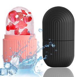 2pcs Rodillo de Hielo para la Cara, Molde de Hielo para Cara Rodillo para Cara y Ojos Silicona Reutilizable para Masaje Facial de Ilumina la Piel para Belleza Facial