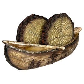 Unique Canoe Coaster Set – Four Full Size Drink Coasters and Holder – Boating Mountain Fishing Lake Cabin Outdoor Trout Stream Rustic Decor