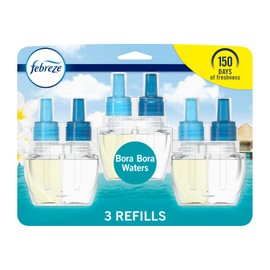 Febreze Ambientadores enchufables, Bora Bora, eliminador de olores, recarga de aceite perfumado, 3 unidades
