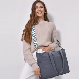 oscaurt Cord Tote Bag Shopper Bag Women's Shoulder Bag Women's Gifts for Women Crossbody Bag with Adjustable Shoulder Strap Handbag Large Bag for Commuting Shopping Travel, 2-dark grey set