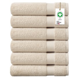 Delara 100% Organic Cotton Towels 650 GSM Plush Feather Touch Quick Dry Hand Towel, Pack of 6 GOTS Certified, Oeko-Tex Green Certified, Organic Cotton Hand Towel, 20"X30"
