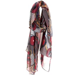 Emma & Giovanni - Scarf Scarves Elegant Printed 180 cm x 80 cm - Women, Bordeaux mustard