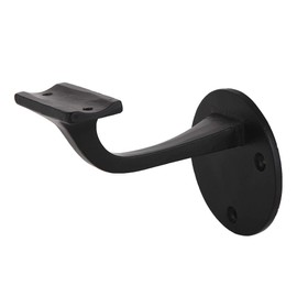 A29 Set of 2 Heavy Duty Metal Handrail Brackets - Cast Iron Hand Railing Brackets for Stairs - Black Powder Coat Steel Banister Support for Indoor, Outdoor Stairway Mounting Hardware Included