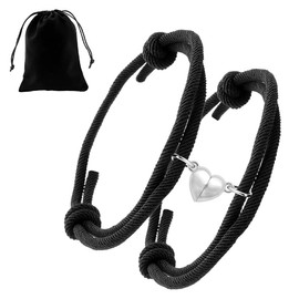 JEYORZY 2 x Magnetic Couples Bracelet, Pair of Mutual Attraction Rope Braided Adjustable Friendship Bracelet Set Jewellery Gift, Gift for Husband, Wife, Boyfriend, Girlfriend and Lover