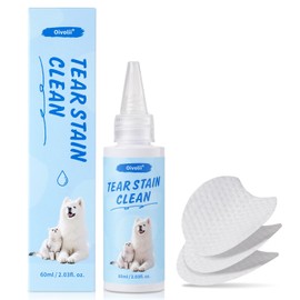 Oivolii Augenreiniger für Hunde & Katzen, Tränenfleckentferner Hund mit kosmetischen Wattepads, sanfte & effektive Augenpflege, Vorbeugung von Tränenflecken, 60 ml