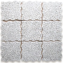 Stone Center Online C98T Pebble Stone Mosaic Tile Carrara White Marble River Rocks Tumbled