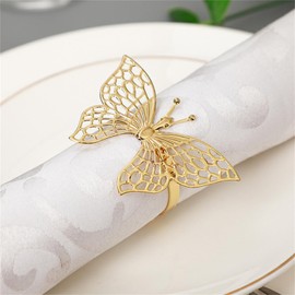 Gold Butterfly Napkin Rings Set of 24, Wedding Holiday Napkin Holders