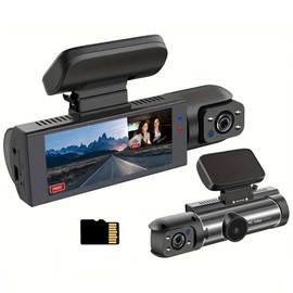Dual Camera Dash Cam-Dash Cam Front and Rear for Cars,1080P and IR Night Vision,3.16”IPS Screen,64GB TF Card,24/7 Parking Monitoring,Loop Recording & Wide Angle Lens