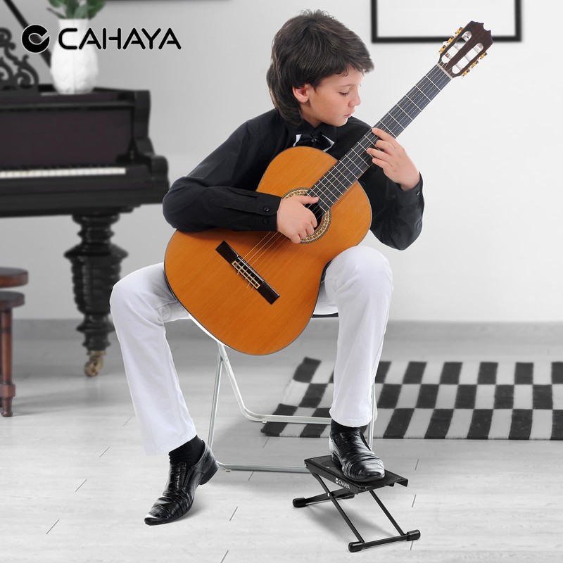 CAHAYA Guitar Footstool with Anti-Slip Rubber: Foldable for Guitar Playing