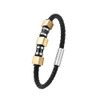 Van Heusen Men Braid Leather Bracelet with Three Stainless Steel