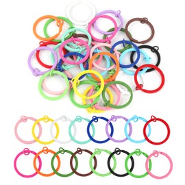 lahnao Pack of 32 colourful flat key rings, 30 mm key rings, small with split ring, split key rings made of metal for attaching keys
