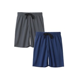 DaniChins Boys Loose Athletic Moisture Wicking Shorts Performance Mesh Shorts, Navy/Dk.Grey, 10