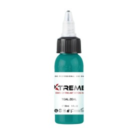 Xtreme Tattoo Ink, Versatile Medium Viscosity for Precision Tattooing, Rich Hue, Quick Healing, Acrylic-Free, Water Based, Highest Safety Stards - Ready-to-Use Tattoo Ink (Teal Zeal, 1 oz)