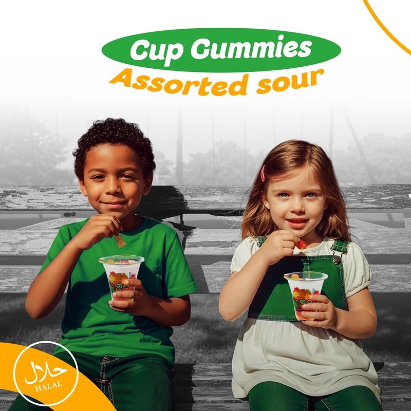 Fun Fruit Bites Assorted Sour Gummy Cup (Halal) (Pack 28)