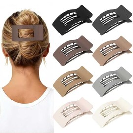 8 Pack Flat Hair Claw Clips for Women - Large Claw Clips for Thin Thick Hair, Strong Hold Hair Barrettes Accessories