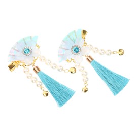 Outanaya Japanese Style Beaded Tassel Hairpin for Women Flower Fan Shaped Kimono Headdress Elegant Hair Accessories for Parties Weddings and Everyday Wear