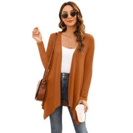 Wiwclo Veryoung Lightweight Summer Cardigan Sweater Dressy Casual, A15-brown-long sleeve, L