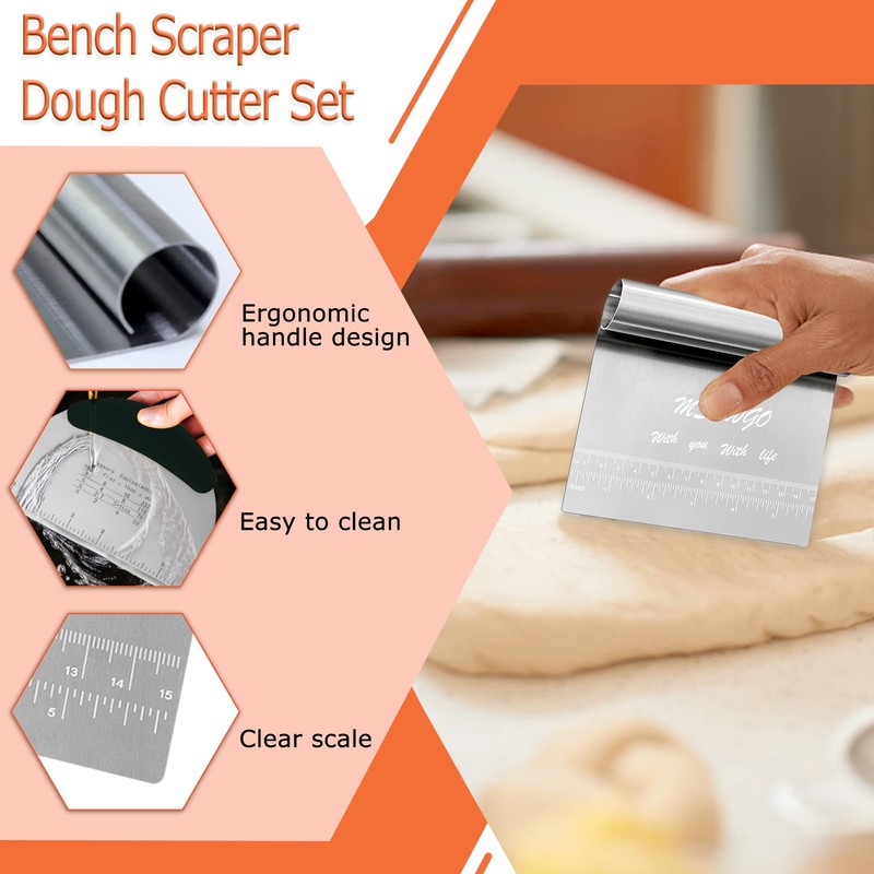 Dough Scraper Cutter Pastry Pizza Cutter Stainless Steel Tool with