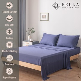 Bella Coterie Luxury King Bamboo Sheet Set | Organically Grown | Ultra Soft | Cooling for Hot Sleepers | 18" Deep Pocket | Viscose Made from Bamboo [Twilight Blue]