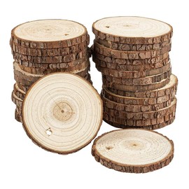 Ideen mit Herz Decorative Tree Discs, 0.6 cm Thick, Wooden Discs, Round Wooden Panels (Diameter 6 cm to Diameter 7 cm, Pack of 30)