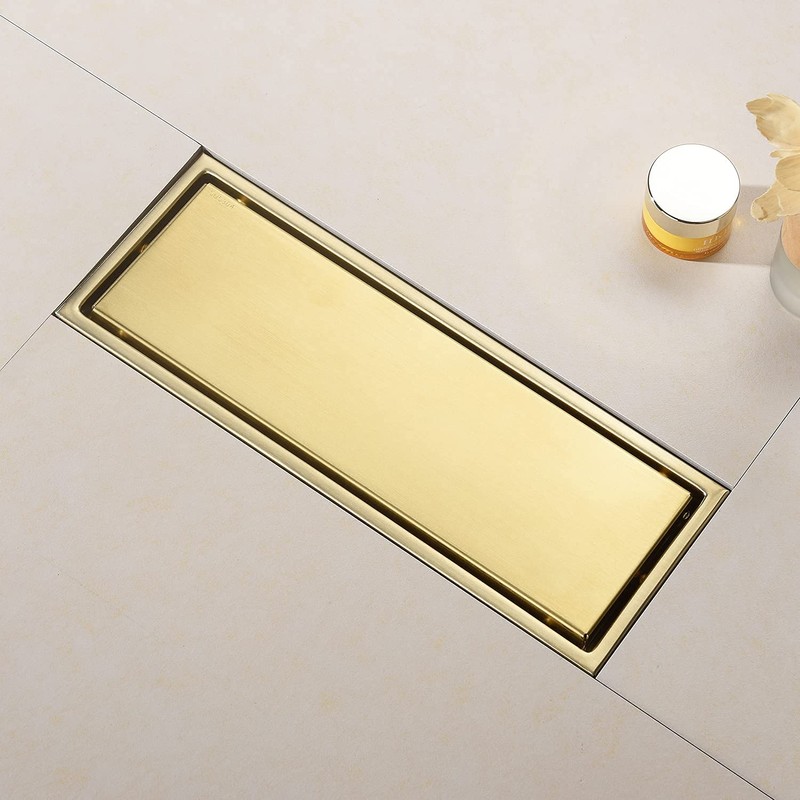 DEOKXZ Linear Shower Drain Pipe 12 Inches Brushed Gold, with