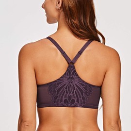 MELENECA Women's Racerback Front Closure Full Coverage Unlined Plus Size Underwire Bra Purple 40F