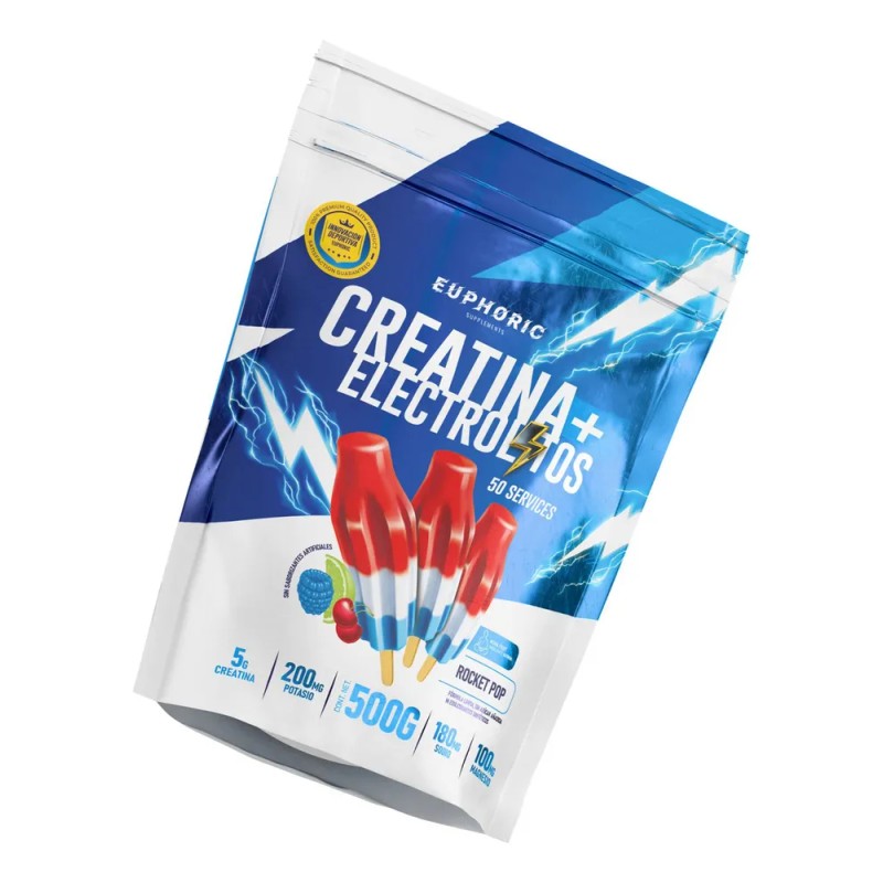 Creatina Monohidratada Electrolitos Euphoric 500 Gr 50 Ser Rocket Pop