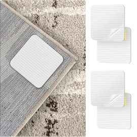 Anti-Slip Rug Grippers, White, Removable Carpet Corner Holders (12)