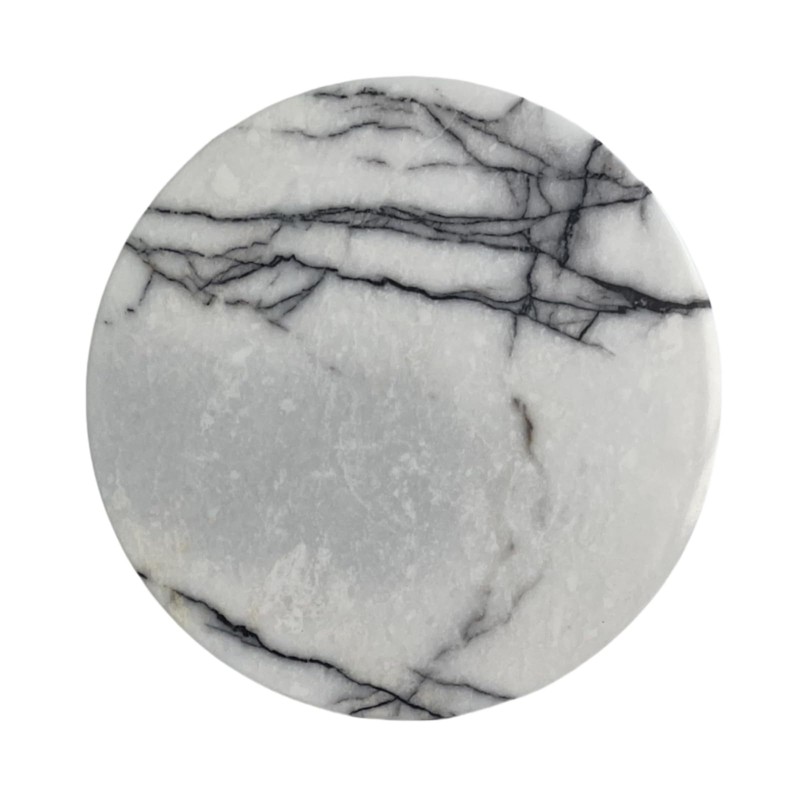 StonePlus Natural Round Marble Tray Glossy Pastry Board for Dessert,