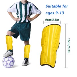 Quixotical Pair of Shin Pads for Kids Junior, Youth Sports Shin Pads, Football Shin Guards, for Football, Hockey and Other Sports 8-12 Years Boys Girls (Yellow)