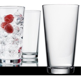 AMZ Empire Drinking Glasses Extra Strong - Stackable Highball Glass Cups 16 OZ Set of 4 Tempered Rim Clear Heavy Base Case of 4 w/coasters